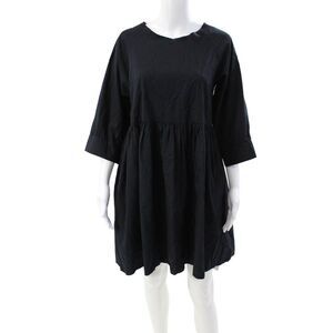 Avn Womens Long Sleeves A Line Dress Dark Ink Blue Cotton Size EUR 42